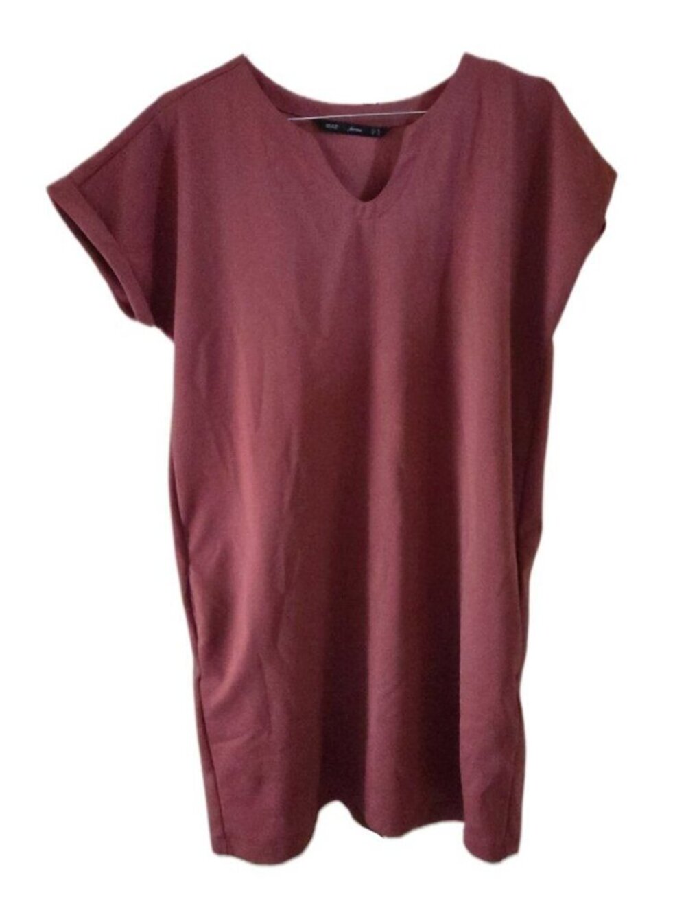 Forme Dark Mauve Short Sleeve Midi Dress with Pockets